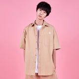 Heart Logo Set Up Over Fit Half Work Shirts (2color)