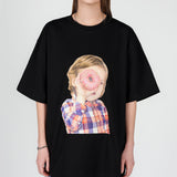 ベイビーフェイスチェックスカートドーナツ半袖Tシャツ ブラック