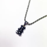 Ink marble bear necklace (6685429366902)