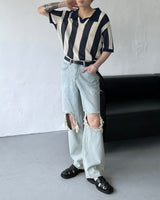 OA クロッフルカラーニットウェア / OA Croffle Collar Knitwear (4 colors)