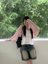 夏 ベーシック ストリング リボン クロップド ボレロ カーディガン/[6 colors] Honey Summer Basic String Ribbon Cropped Bolero Cardigan