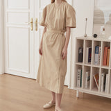[LINE] D Ring Button Wrap Dress (6696311914614)