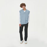 LAMBSWOOL V NECK KNIT VEST_SKY BLUE (6612813348982)