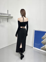 ディープホルターマキシスカート/[SEOW] 670. Deep halter maxy sk