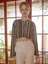 Shoulder Slit Stripe Knit