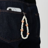 ペブルフォンストラップキーリング / IVORY BEIGE PEBBLE PHONE STRAP KEY RING
