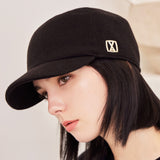 VA Square Stud Wool Bellboy Cap / Black