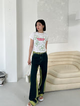 ネオンラインデニムパンツ/neon line denim pants