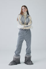 ボウクル2WAYジップアップニット / Boucle 2way Zip-up Knit [Grey]