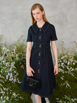 ツーボタンカラースティッチドレス / Two Button Collar Stitch Dress