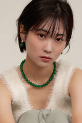 green onyx ball earring