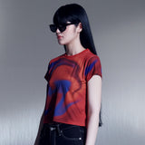 ドランクグラフィッククロップTシャツ / RED DRUNK GRAPHIC CROP T-SHIRTS