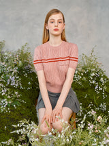 カラーラインツイストニット / Color Line Twisted Knit (Pink)