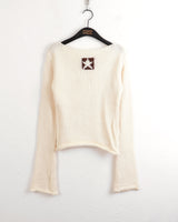 Kinu star point boat neck long sleeve knit