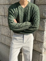 フォードツイストVネックニットウェア / Ford Twisted V-neck Knitwear (7 colors)