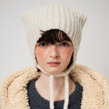 MOHAIR EARMUFF BEANIE, IVORY