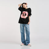 ベイビーフェイスドーナツチューブガール半袖Tシャツ ブラック