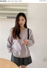 ルーズVネックウールニット (5color)
