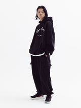 Balloon over cargo fleece jogger pants Black