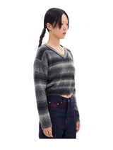 ヘアリーストライプクロップニット
