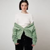METAL KNIT CARDIGAN, GREEN
