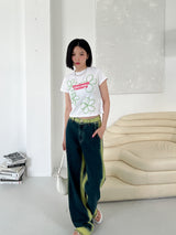 ネオンラインデニムパンツ/neon line denim pants