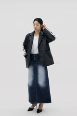 ホワイトラインレザージャケット / white line leather jacket