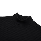 Shirring High-neck Mini Dress [BLACK] (6638395261046)