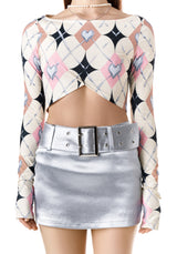 CHROME ARGYLE CROP TOP (YELLOW) (6699119738998)