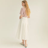 コットンプリーツAラインスカート / Cotton Pleats A-Line Long Skirt (Ivory)