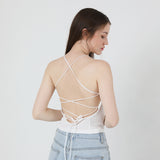 バックスリットクロップスリーブレス / Back Slit Crop Sleeveless White