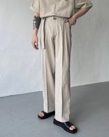リネンベルトワイドスラックス / ECT linen belt wide slacks (4 colors)
