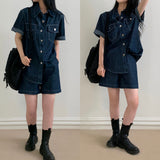 Overfit Denim Short Sleeve Shirt Setup