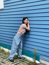 インディゴカッティングピンタックパンツ