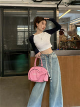 ナグランクロップドロングスリーブTシャツ/ Nagrang cropped long sleeve tee