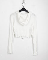 Fixer ribbed pocket cropped hooded zip-up