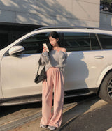 [BELLIDE MADE] Soft velvet velvet sweatshirt Wide pants