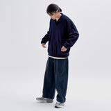 Oversize out pocket cotton knite K9 Navy (6630210797686)
