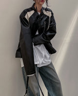 (UNISEX) ピース配色レーサージャケット