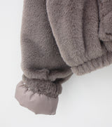 キルテッドミンククロップフードジップアップ/Quilted mink crop hood zip-up (3color)