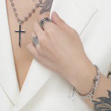 LITTLE CROS HALF CUBIC&CHANIN BRACELET (6585492602998)