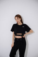 スクエア バックル ショート スリーブ Tシャツ / TOP(9367) Square Buckle Short Sleeve T