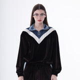 ベルベットジップアップトップ/0 3 brownie velvet zip-up top