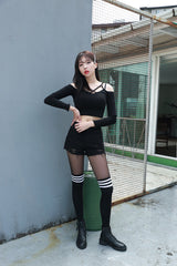リングオフショルダークロップTシャツ / (5866) X Ring Off Shoulder Crop Tee