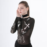 nunウィズガンタトゥートップ/0 6 nun with guns tattoo top - BLACK