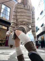 Vintage Ethnic Tteokbokki Hooded Knitwear
