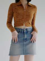 ビーフカラージップアップTシャツ / Beef collar zip-up T-shirt (4color)