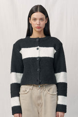  ALPACA BOOKLE KNIT CARDIGAN / BLACK