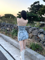 1013. Western eyelet denim mini sk