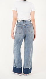 ワイドフィットロールアップデニムパンツ/WIDE FIT LIGHT BLUE ROLL UP DENIM PANTS [16635]